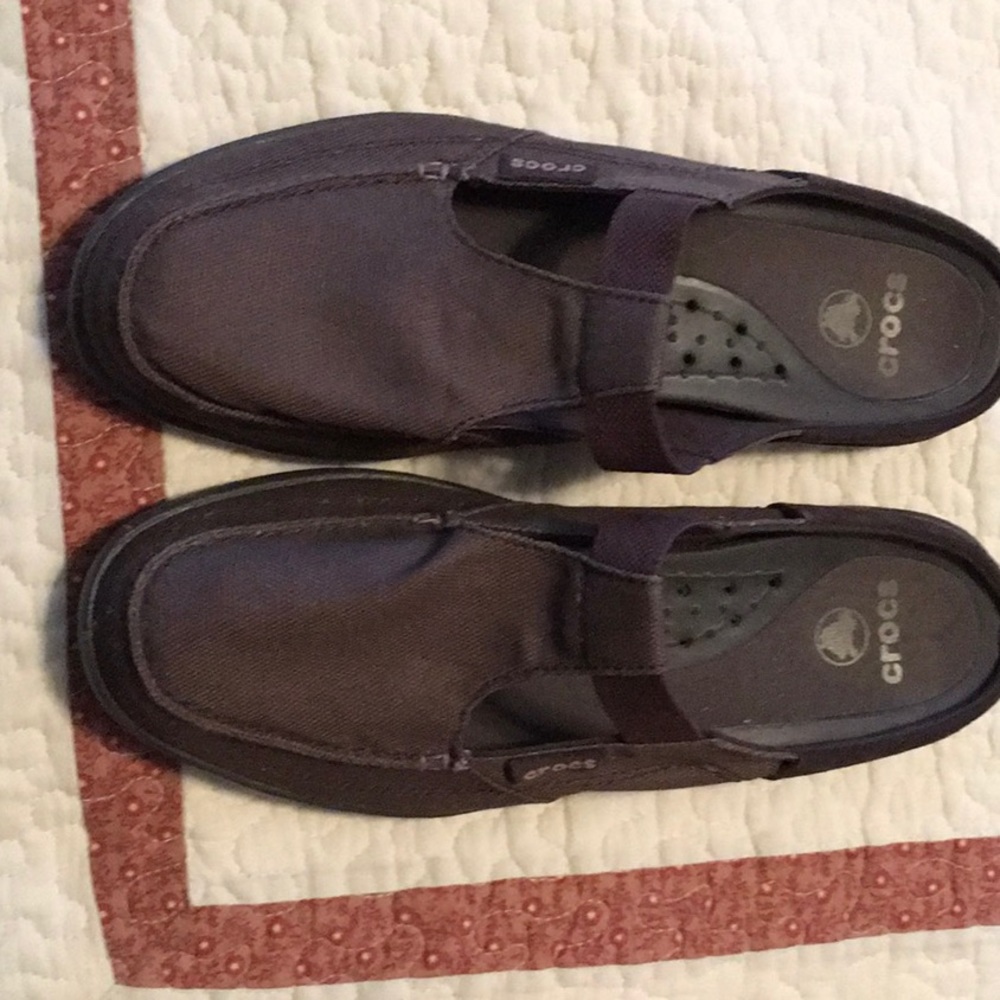 Croc slip on brown shoes